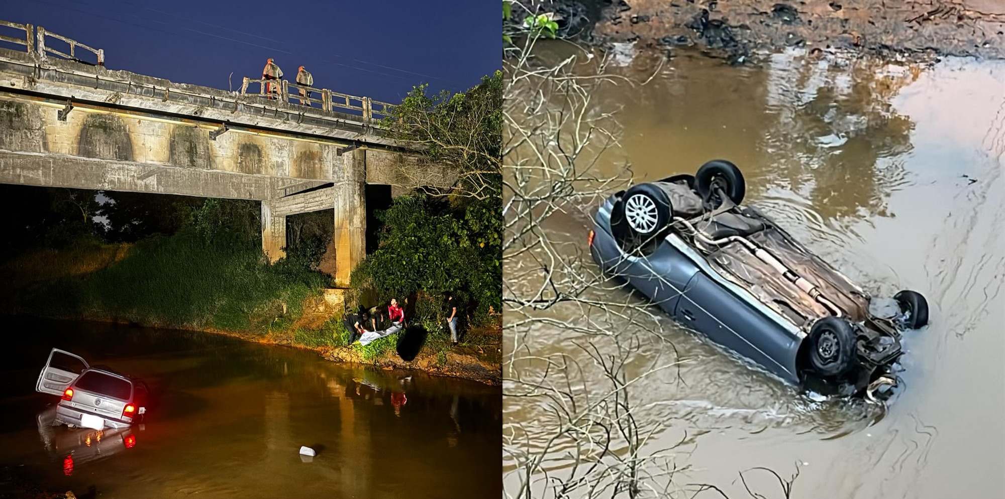 Homem morre após carro cair de ponte e afundar em rio no Sul de SC