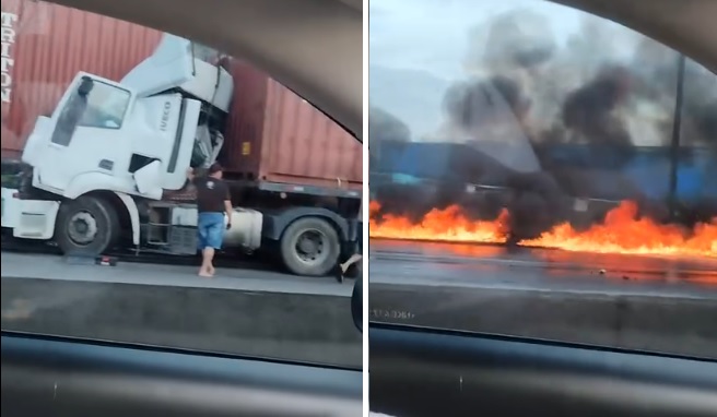 Acidente Envolvendo Duas Carretas Interdita a BR-101 em Barra Velha