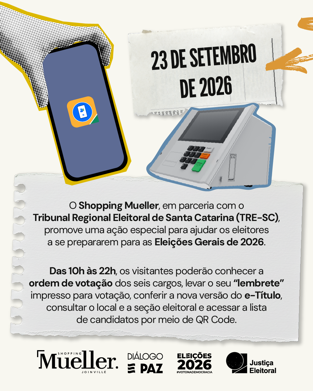 Shopping Mueller promove ação em parceria com o TRE-SC para orientar eleitores antes das Eleições 2026