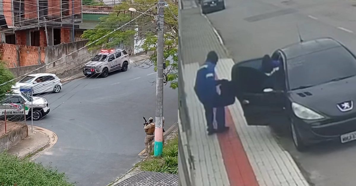 Motociclista é arremessado em colisão e termina sentado “no teto” de carro em Balneário Camboriú
